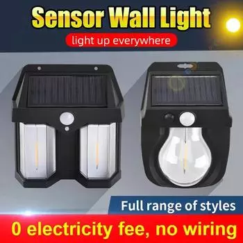 Новый уличный настенный светильник на солнечной батарее с подсветкой для человеческого тела, уличный светильник для сада, двора, водонепроницаемый, декоративное освещение, ночной светильник