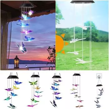 Новый уличный солнечный перезвон ветра, светодиодный красочный градиентный шар из ЭВА, дворовый перезвон ветра