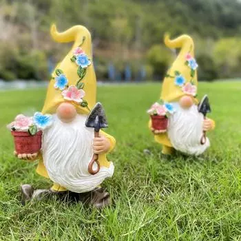 Новый уличный солнечный садовый светильник Гномик Украшение из смолы Садовое украшение Настольное украшение для офиса Аксессуары для стола Фея