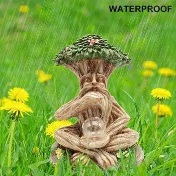 Новый уличный солнечный садовый светильник, статуэтка старика из смолы, поделки, балкон, сад, садовая лампа, аксессуары для украшения дома, ангел