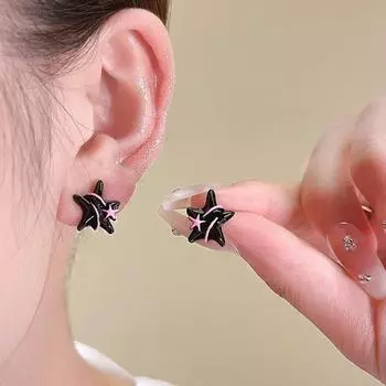 Новый уникальный дизайн без ушного отверстия розовый черный пятиконечная звезда зажим для ушей ювелирные изделия для женщин