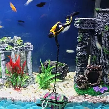 Новый уникальный дизайн, фигурка охотника за сокровищами, экшн-декор, аквариум, орнамент, пейзаж 1