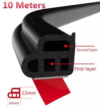 Новый универсальный 10 м двухслойный уплотнитель кромки крышки двери автомобиля