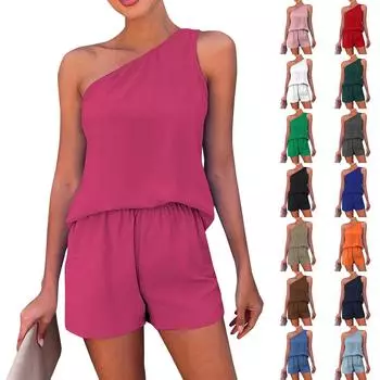 Новый универсальный однотонный комплект из двух предметов с небольшим жилетом и шортами L