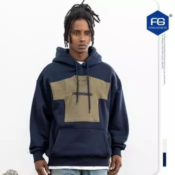 Новый универсальный повседневный деловой свитер на весну и осень для мужчин с воротником-стойкой и длинными рукавами, повседневный свитер с капюшоном из жаккардовой вязки M сапфир синий