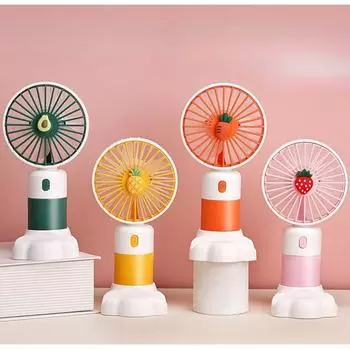 Новый USB-мультфильм фруктовый мини-ручной маленький вентилятор для детей портативный бесшумный студенческий настольный вентилятор зелёный