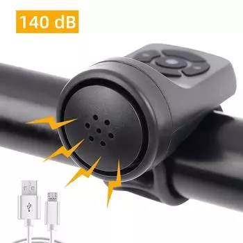 Новый USB перезаряжаемый велосипедный мотоцикл, электрический звуковой сигнал, 4 режима, горная дорога, велосипедная сигнализация, аксессуары для велосипеда 1pc чёрный