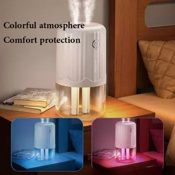 Новый usb-увлажнитель большой емкости с двойным распылением для офиса, рабочего стола, беспроводной, для общежития, дома, бесшумный ночник, ароматерапия зелёный