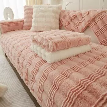 Новый утолщенный плюшевый чехол для дивана с изображением кролика, универсальный нескользящий мягкий диван, полотенце, подушка для дивана для гостиной, современный домашний декор 70x70cm