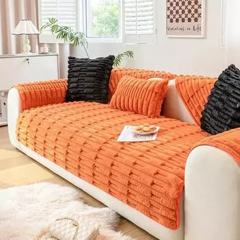 Новый утолщенный плюшевый чехол для дивана с изображением зимнего кролика, подушка для дивана, наволочка, нескользящая ткань, полотенце для диванов, домашний декор, защитный коврик 70*70cm