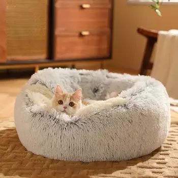 Новый утолщенный полузакрытый длинный меховой коврик для кошек и собак, собачье гнездо, кошачье гнездо, теплые принадлежности для домашних животных L 60*60