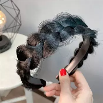 Новый утолщенный широкий плетеный ободок для волос «рыбий хвост» с перекручиванием, парик-ободок Black-1