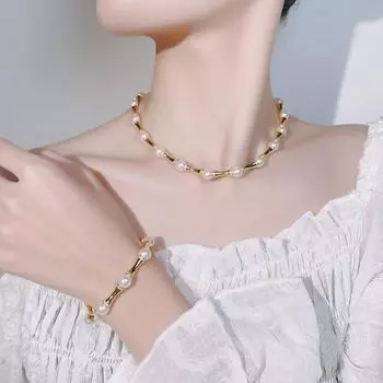 Новый ювелирный браслет на ключицу, цепочка в стиле ретро, тонкая талия, бамбуковый жемчуг, женская высококачественная ниша, универсальная партия