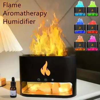 Новый увлажнитель воздуха для камина Crystal Salt Rock Fire Lamp 7 цветов Flame Aroma Volcano Air Увлажнитель воздуха Диффузор эфирных масел для дома