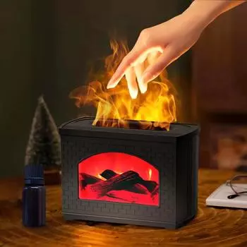 Новый увлажнитель воздуха с имитацией камина, эффект пламени, диффузор ароматического масла для ароматерапии, увлажнители воздуха с распылителем тумана, диффузор воздуха белый