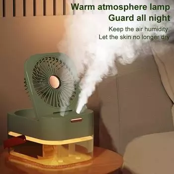 Новый увлажнитель воздуха с распылительным вентилятором, портативный вентилятор, охладитель воздуха, увлажнитель воздуха, USB-вентилятор, настольный вентилятор с ночной подсветкой для летней бытовой техники Non-rechargeable NO RC белый