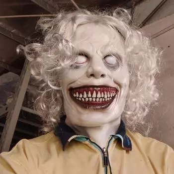 Новый Ужас Белое Лицо Маска Клоуна Хэллоуин Реквизит Фильма Косплей Ужас Джокер Убийца Латексные Маски Страшные Белые Волосы В Шляпе красный