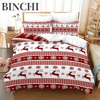 Новый Веселый Рождественский 3D-печатный комплект постельного белья Пододеяльники Наволочки Одеяло Комплект постельного белья Постельное белье Постельное белье 21 EU single(135x200cm)