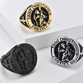 Новый Винтаж Гардиан Стрит. Кольцо Christopher из титановой стали для мужчин, персонализированное хип-хоп ювелирное изделие из нержавеющей стали, кольцо на палец для подростков и мальчиков 7#