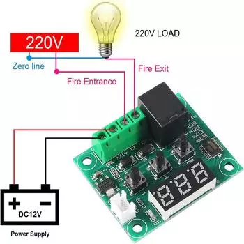 Новый W1209 12В -50-110°C Цифровой термостат Регулятор температуры Переключатель Датчик + Корпус