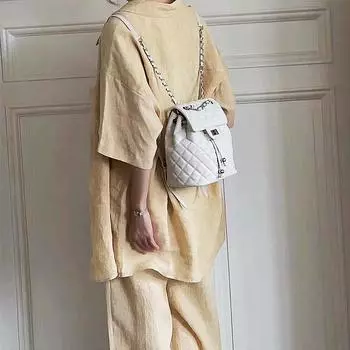 Новый верхний слой коровьей кожи, маленький ароматный стиль, икра, сетчатый рюкзак, большая вместимость, модный маленький рюкзак 19.5x13x22cm чёрный