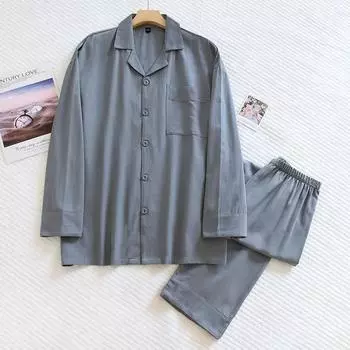 Новый весенне-летний пижамный костюм для пары из 100% вискозы с длинными рукавами, брюки, домашний костюм из двух частей для мужчин и женщин, большой размер M