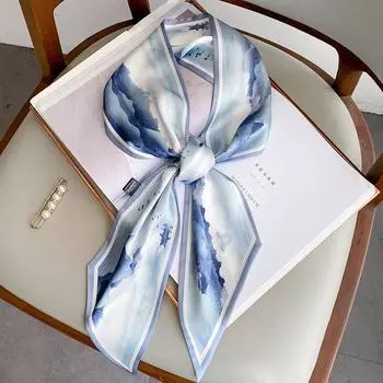 Новый весенне-осенний модный солнцезащитный шарф для женщин, узкий, длинный, с острым углом, профессиональный маленький шарф, декоративный бант-мешок для волос 15*150cm
