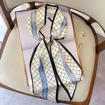 Новый весенне-осенний модный солнцезащитный шарф для женщин, узкий, длинный, с острым углом, профессиональный маленький шарф, декоративный бант-мешок для волос 15*150cm