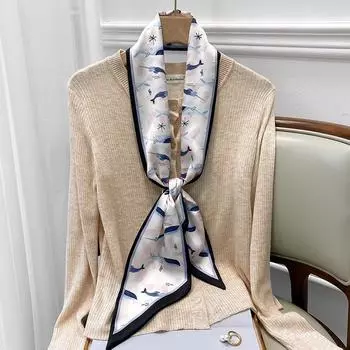 Новый весенне-осенний модный солнцезащитный шарф для женщин, узкий, длинный, с острым углом, профессиональный маленький шарф, декоративный бант-мешок для волос 15*150cm