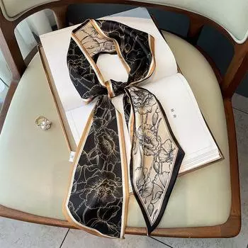 Новый весенне-осенний модный солнцезащитный шарф для женщин, узкий, длинный, с острым углом, профессиональный маленький шарф, декоративный бант-мешок для волос 15*150cm