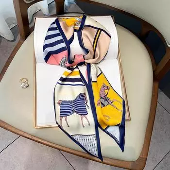 Новый весенне-осенний модный солнцезащитный шарф для женщин, узкий, длинный, с острым углом, профессиональный маленький шарф, декоративный бант-мешок для волос 15*150CM