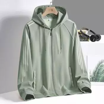 Новый весенне-осенний повседневный модный кардиган с капюшоном, мужская свободная спортивная куртка с тремя полосками M