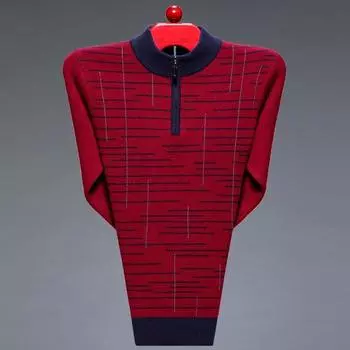 Новый весенне-осенний стиль, шерстяной свитер с длинными рукавами и полумолнией для молодых и средних мужчин, стройная и красивая нижняя рубашка M