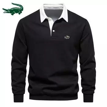 Новый весенне-осенний свитер с длинными рукавами и воротником-поло с вышивкой, трендовый мужской свитер европейского размера, высококачественный повседневный универсальный свитер S