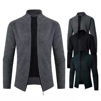 Новый весенне-осенний вязаный свитер, мужской модный приталенный кардиган, мужские повседневные свитера, пальто, однобортный мужской кардиган XXL чёрный