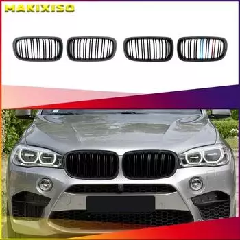 Новый вид, автомобильная решетка, передняя глянцевая 2-линейная двойная планка для BMW X5 F15 X6 F16 X5M F85 X6M F86, автомобильные аксессуары