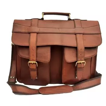 Новый винтажный портфель-портфель из мягкой кожи, сумка через плечо для ноутбука 16 x 12 x 5 in коричневый