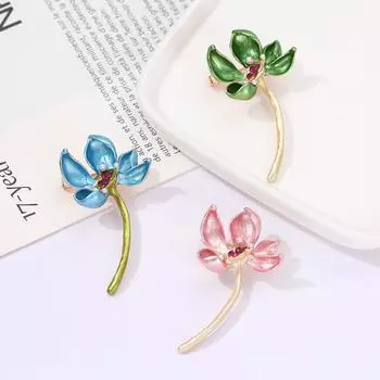 Новый винтажный стиль элегантная эмалевая жемчужина лотос брошь креативная атмосфера цветочная одежда булавка костюм аксессуар PD2018 розовый