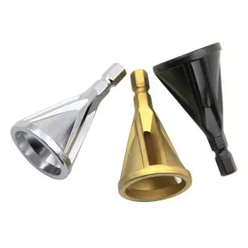 Новый внешний фасочный инструмент HSS для снятия заусенцев с тремя лезвиями, треугольная ручка, шестигранная ручка, золотисто-черная электрическая дрель, аксессуары для инструмента