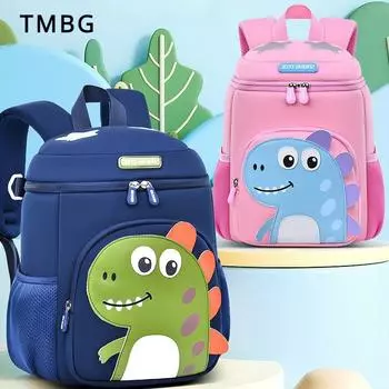 Новый водонепроницаемый материал SBR, сумка для книг для детского сада, милый рюкзак с 3D-мультяшным динозавром для мальчиков и девочек в возрасте от 1 до 3 до 6 лет, детская школьная сумка-ранец S красный/синий