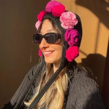 Новый вязаный крючком шарф с большими полями и кроличьими ушками, забавная полосатая шляпа ведьмы для взрослых Adult 56-59cm