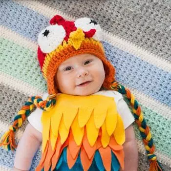 Новый вязаный крючком забавный капюшон с крыльями, персонализированная забавная шапка для взрослых children 48-54cm