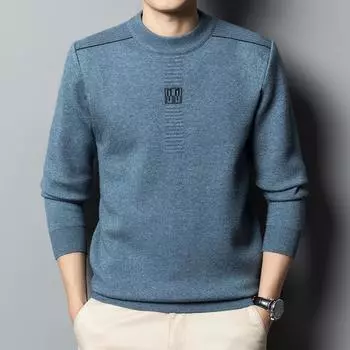 Новый вязаный мужской свитер с защитой от скатывания, длинный рукав, круглый вырез, нижняя рубашка, осенне-зимний повседневный вязаный пуловер M