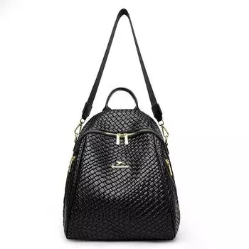 Новый вязаный рюкзак для женщин Модный рюкзак Нишевый дизайн Черный Темперамент Простой Повседневный рюкзак