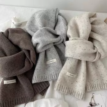 Новый вязаный шерстяной вязаный кашемировый шарф для женщин и пар, новый универсальный однотонный шарф для зимы 160*20cm белый