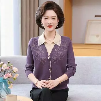 Новый вязаный свитер, два свитера для весенних и осенних каникул, зимний укороченный топ для женщин среднего и пожилого возраста L 80-100