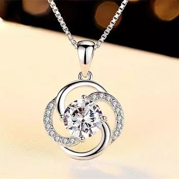 Новый вращающийся круглый полый муассанит 1,5 карата, 100% серебро 925 пробы, индивидуальное ожерелье с подвеской, женское брендовое ювелирное изделие белый