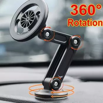 Новый вращающийся на 360° регулируемый магнитный автомобильный держатель мини складной многофункциональный приборный кронштейн для мобильного телефона салон автомобиля чёрный