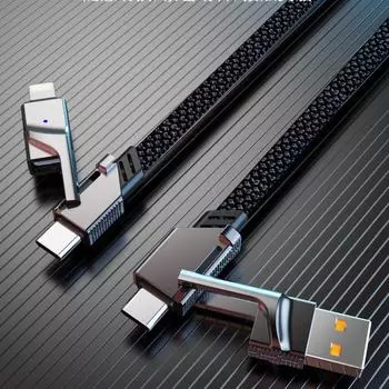 [Новый выпуск] Четырехкомпонентный кабель для передачи данных из цинкового сплава для Huawei, Apple и Type-C с функцией сверхбыстрой зарядки Dual PD 1 meter, Typec белый