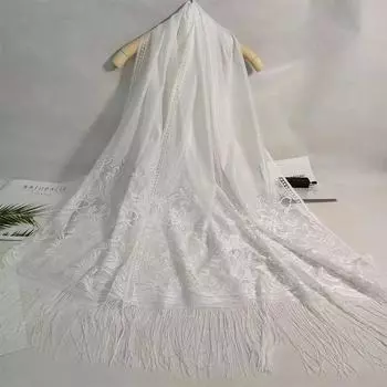 Новый вышитый кружевной шарф шаль цветочная треугольная вуаль шаль для женщин шарф для вечеринки свадебное пончо палантины женские повязки на голову накидки